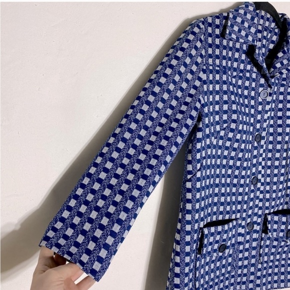 Vintage Handmade Blue Plaid 70s Style Light Jacket L - Picture 7 of 12